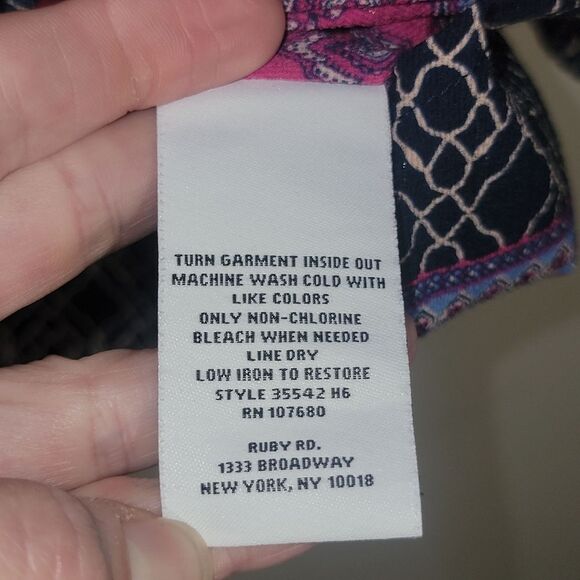 Ruby Rd Womens Size L Large Fuschia Black Mandala Top Tassels V Neck - Picture 8 of 15